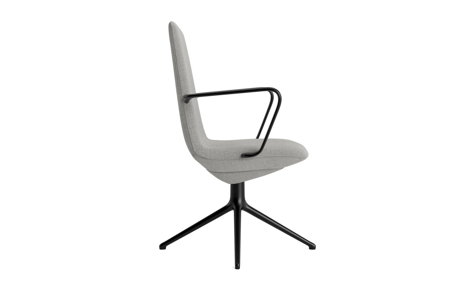 Erleben Sie den Off Armchair niedrig mit Drehgestell 4B in stilvollem Schwartz Aluminium. Perfekte Ergonomie und modernes Design für Ihr Büro.