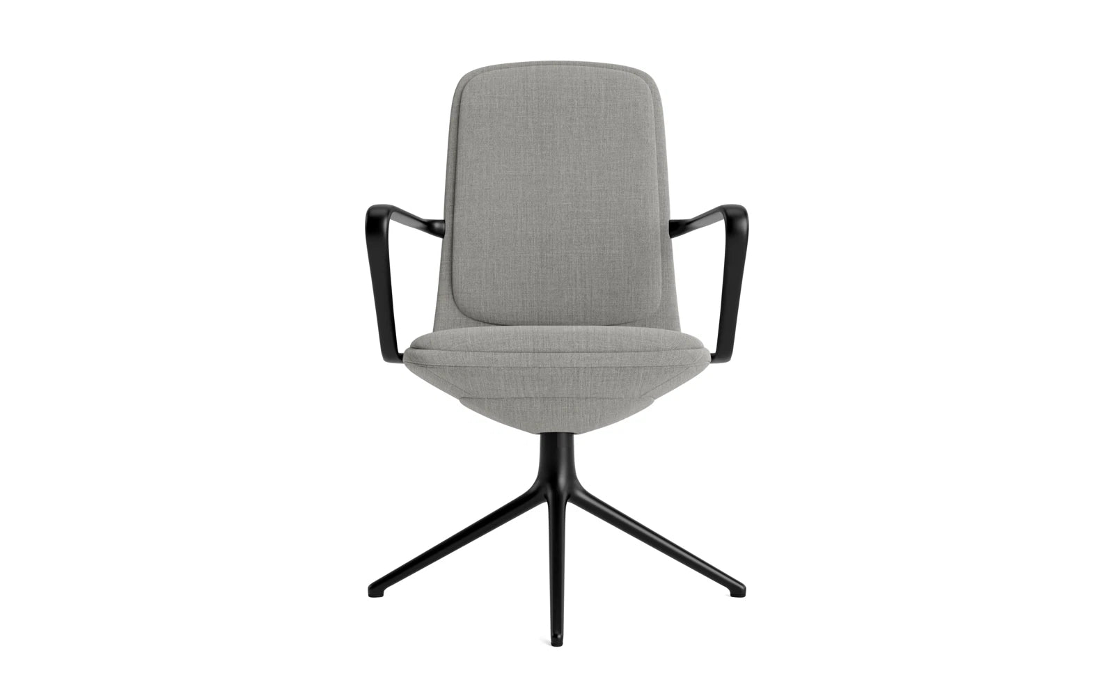 Entdecken Sie den Off Armchair niedrig mit Drehgestell 4B in elegantem Schwartz Aluminium und komfortablem Remix-Kissen von Normann Copenhagen – ideal für modernes Arbeiten.