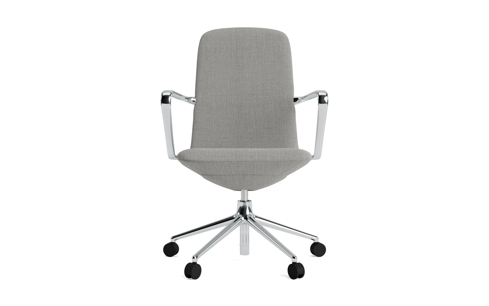 Entdecken Sie den Off Armchair von Normann Copenhagen: ein stilvoller, funktionaler Bürostuhl mit Drehgestell, Rollen und individuellem Komfort.