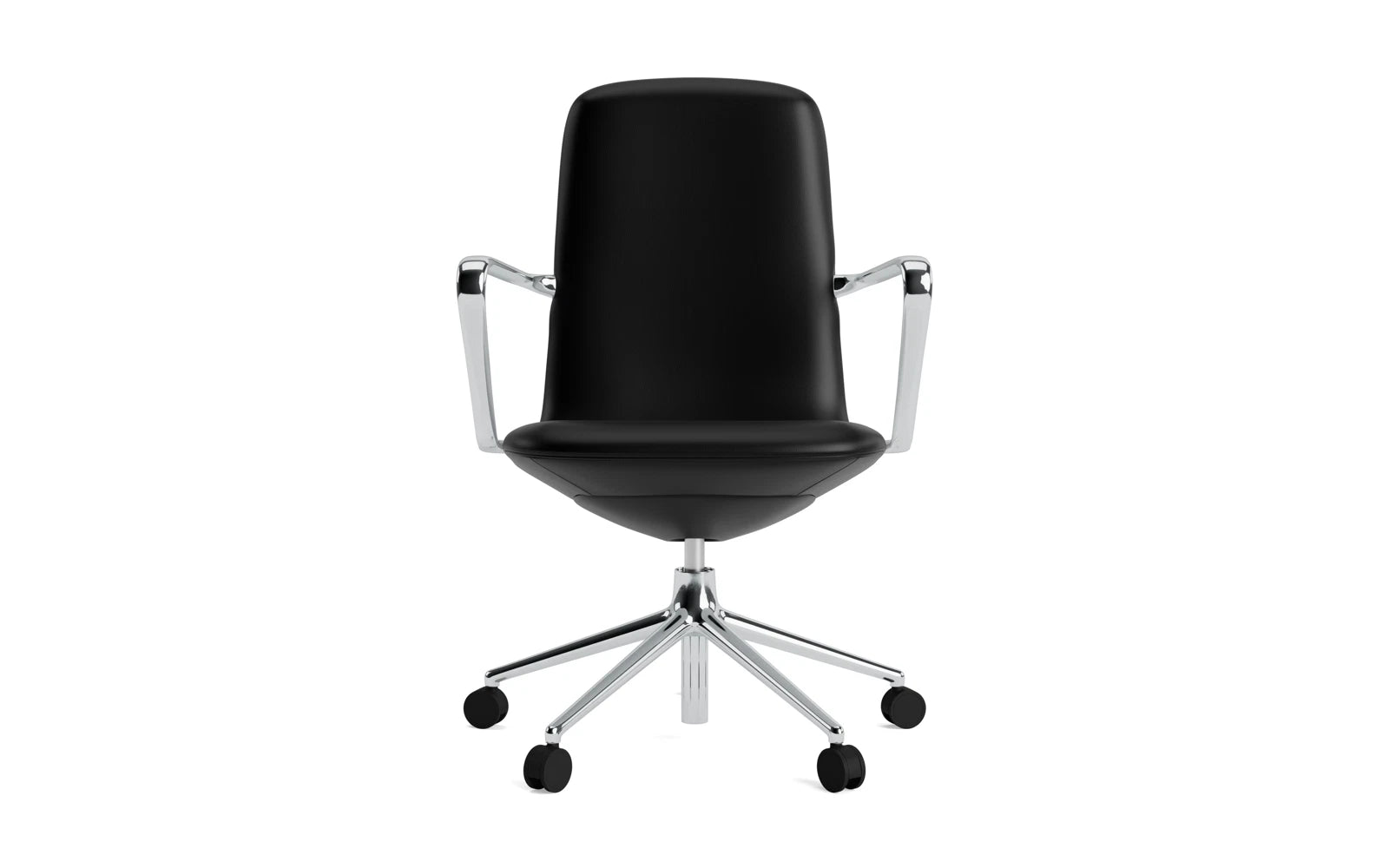Entdecken Sie den Off Armchair von Normann Copenhagen: Ein stilvoller, ergonomischer Bürostuhl mit Drehgestell, Rollen und Gaslift für höchsten Komfort.