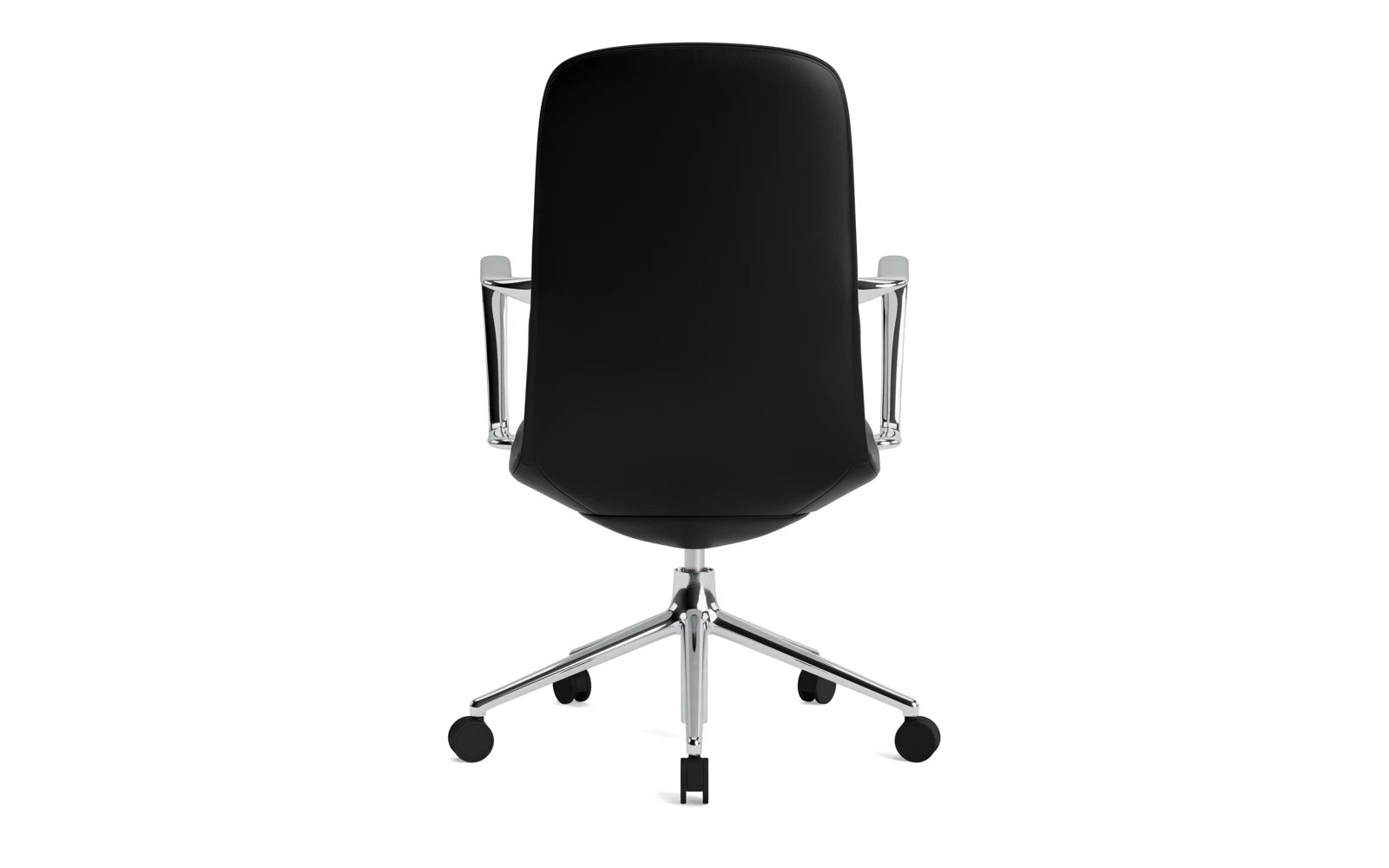 Entdecken Sie den Off Armchair von Normann Copenhagen: Ein stilvoller, ergonomischer Bürostuhl mit Drehgestell und Rollen für höchsten Komfort.
