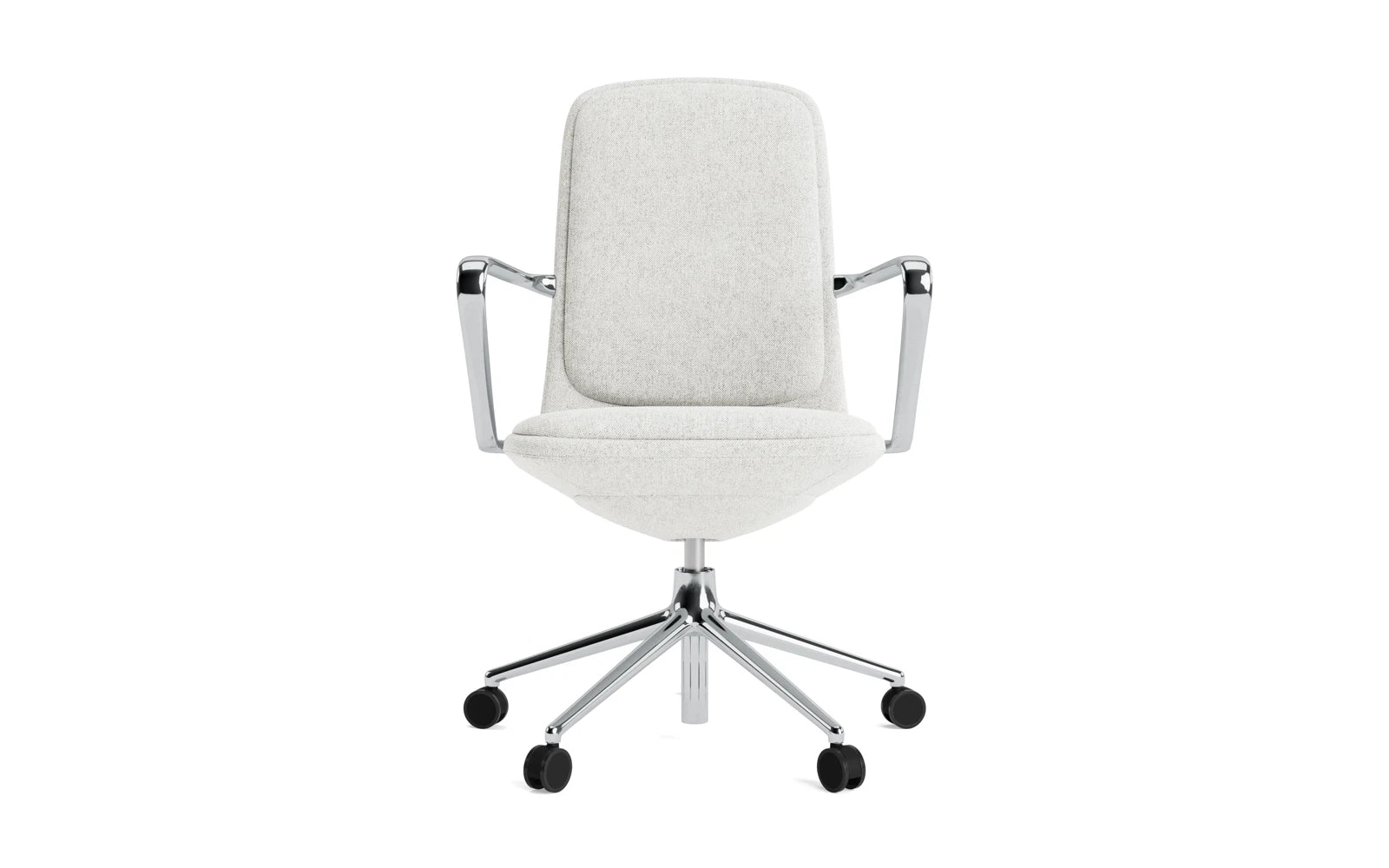 Entdecken Sie den Off Armchair von Normann Copenhagen: Ein eleganter, ergonomischer Bürostuhl mit Gaslift, Rollen und hochwertigem Hallingdal-Kissen.