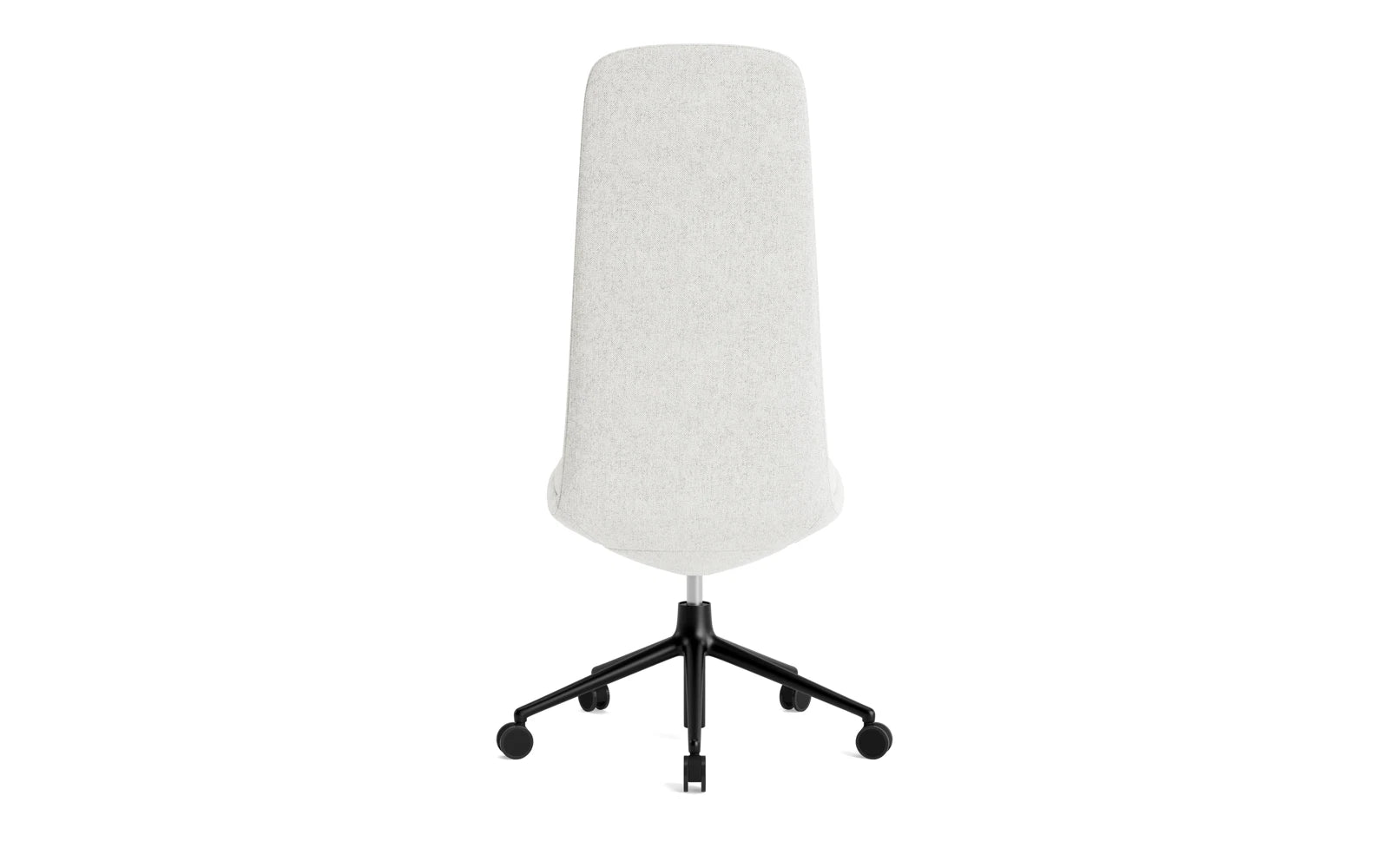 Entdecken Sie den Off Chair von Normann Copenhagen: Ein eleganter Bürostuhl mit Gaslift, schwarzem Aluminium und hochwertigem Hallingdal-Kissen für maximalen Komfort.