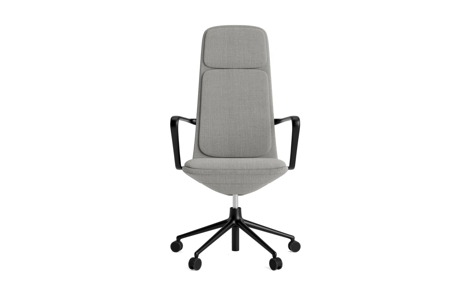 Entdecken Sie den Off Armchair hoch 5W Gaslift in elegantem Schwarz mit stilvollem Remix-Kissen von Normann Copenhagen – der perfekte Bürostuhl für modernes Arbeiten.