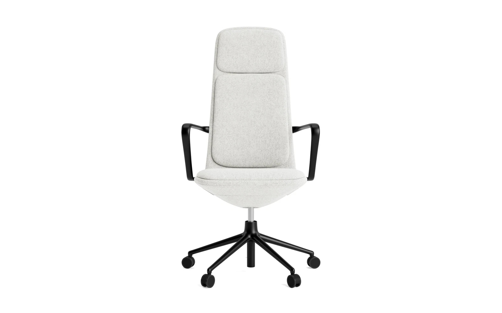 Entdecken Sie den Off Armchair von Normann Copenhagen: ein stilvoller Bürostuhl mit Gaslift, schwarzem Aluminium und Hallingdal-Kissen für höchsten Komfort.