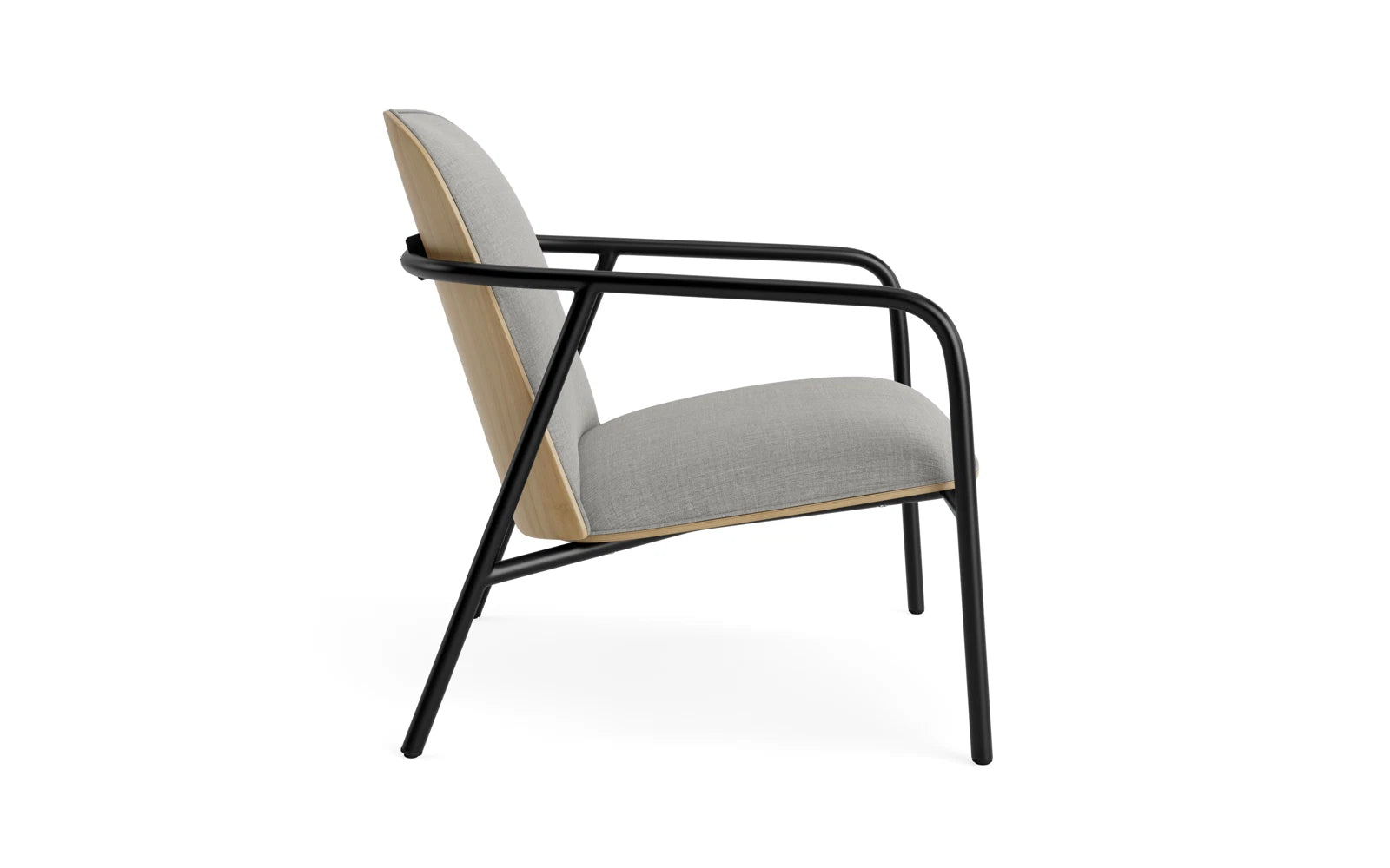 Eleganter Pad Lounge-Sessel mit robustem Stahlgestell und edlem Eichenfurnier. Perfekte Kombination aus Komfort und zeitgemäßem Design.