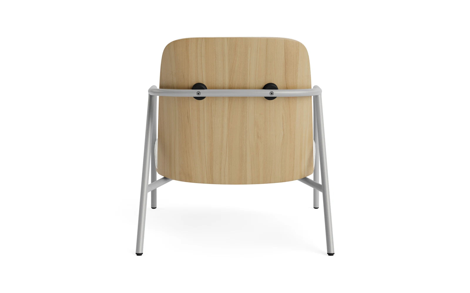 Entdecken Sie den Pad Lounge-Sessel von Normann Copenhagen: Elegantes Design aus grauem Stahl und Eiche, gepolstert mit hochwertigem Hallingdal-Textil.