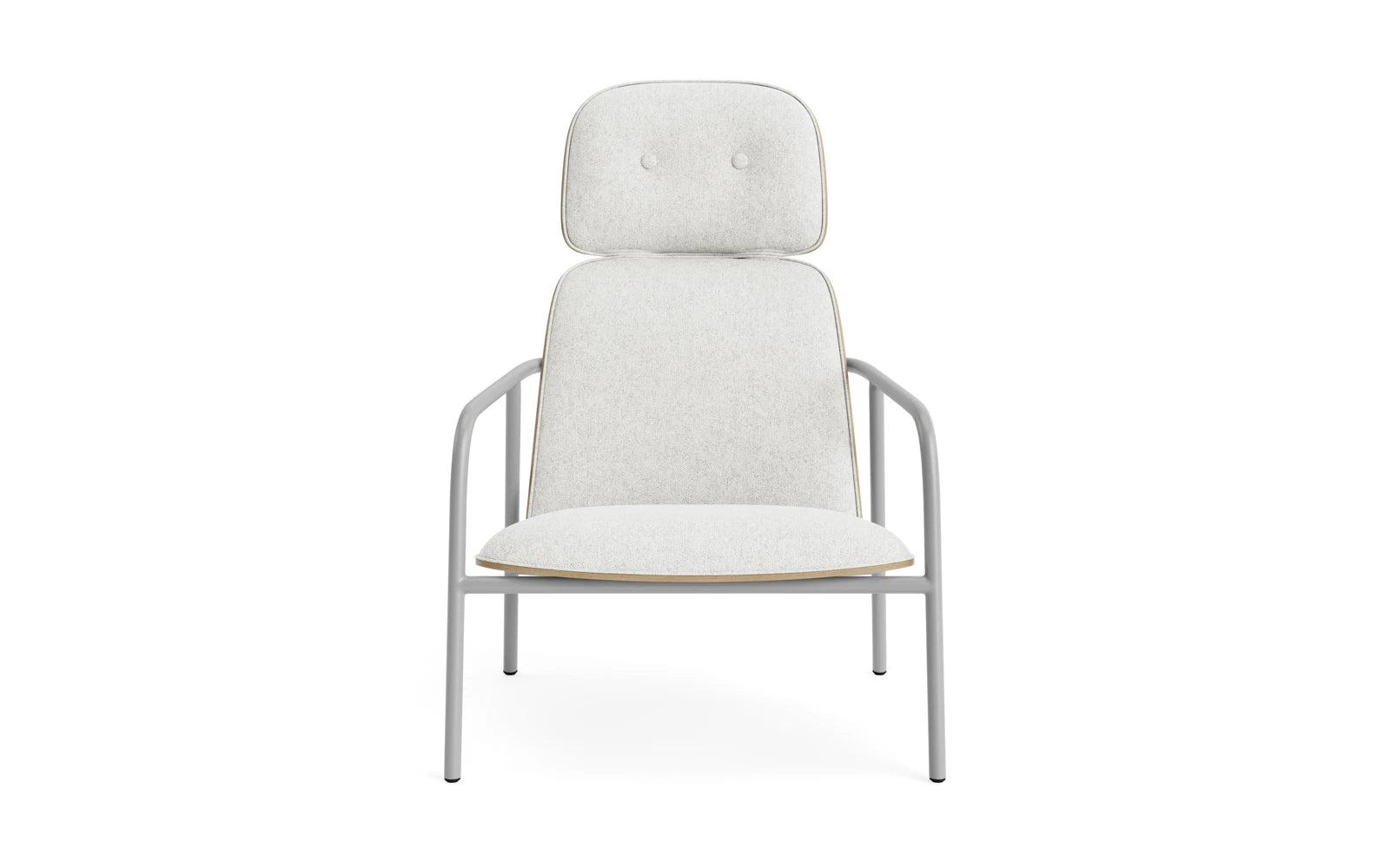 Entdecken Sie den eleganten Pad Lounge-Sessel von Normann Copenhagen mit grauem Stahl und Eiche/Hallingdal. Perfekt für stilvolle Räume!