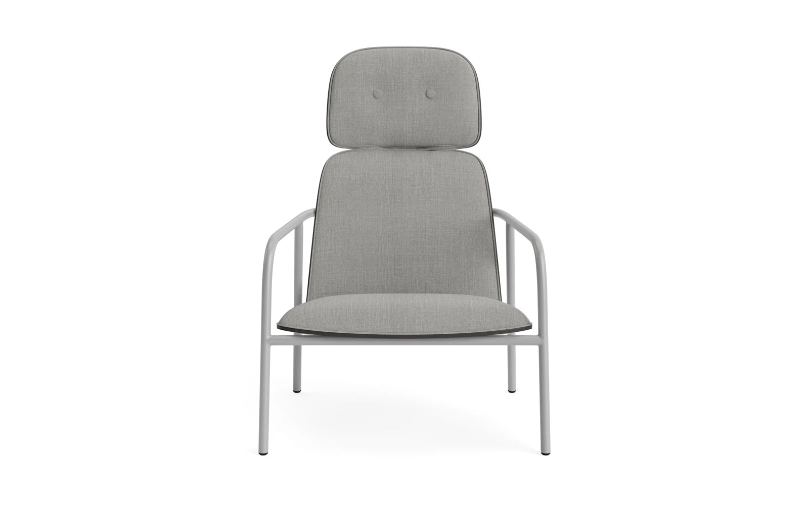 Entdecken Sie den eleganten Pad Lounge-Sessel von Normann Copenhagen, der mit grauem Stahl und stilvollem Remix-Textil überzeugt. Ideal für moderne Wohnräume.