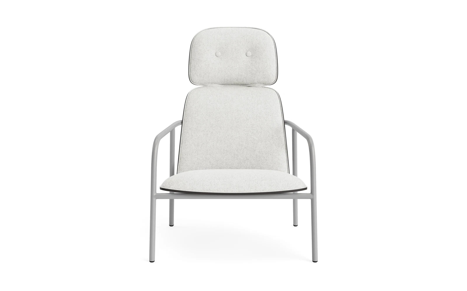 Entdecken Sie den eleganten Pad Lounge-Sessel von Normann Copenhagen in grauem Stahl und Hallingdal-Textil. Ideal für stilvolle Wohnräume!