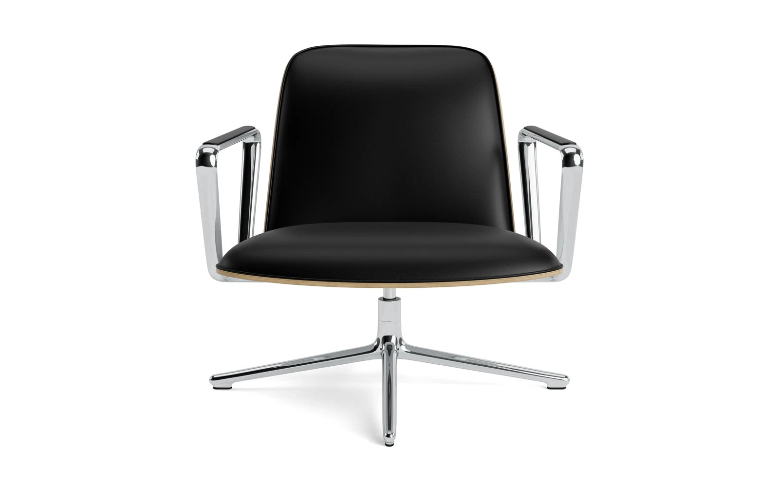 Entdecken Sie den eleganten Pad Lounge-Sessel niedrig mit Drehgestell aus Aluminium und Eiche/Ultra von Normann Copenhagen – ein stilvolles Highlight für jeden Raum.