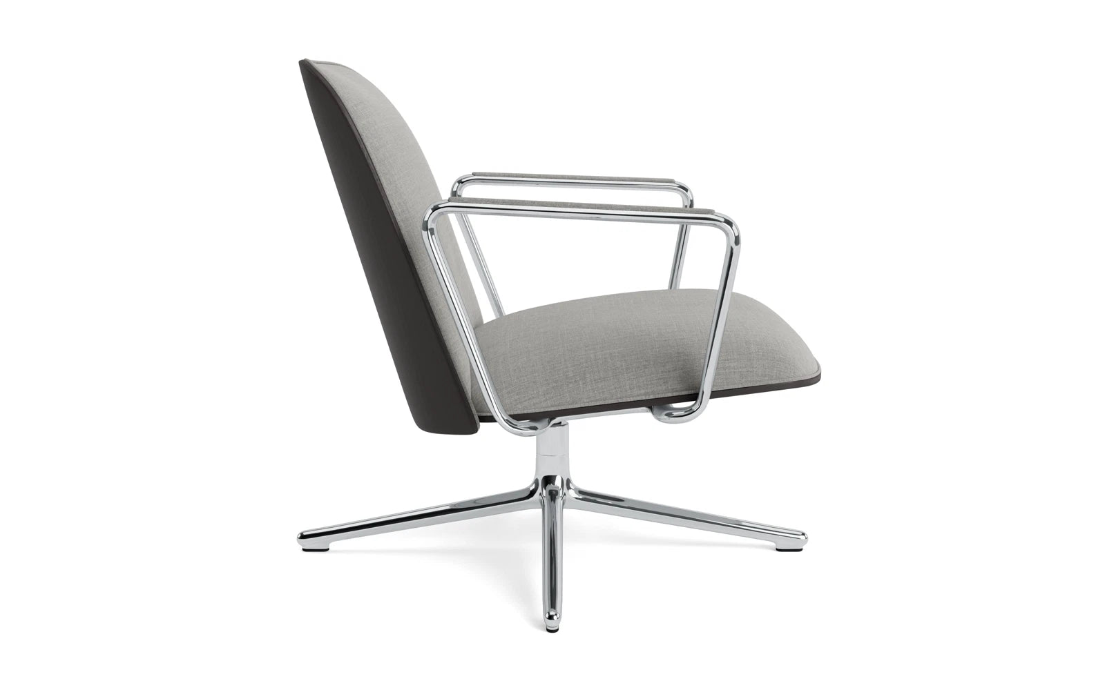 Erleben Sie den Pad Lounge-Sessel niedrig mit Drehgestell von Normann Copenhagen – ein modernes Designstück, das Komfort und Eleganz vereint.