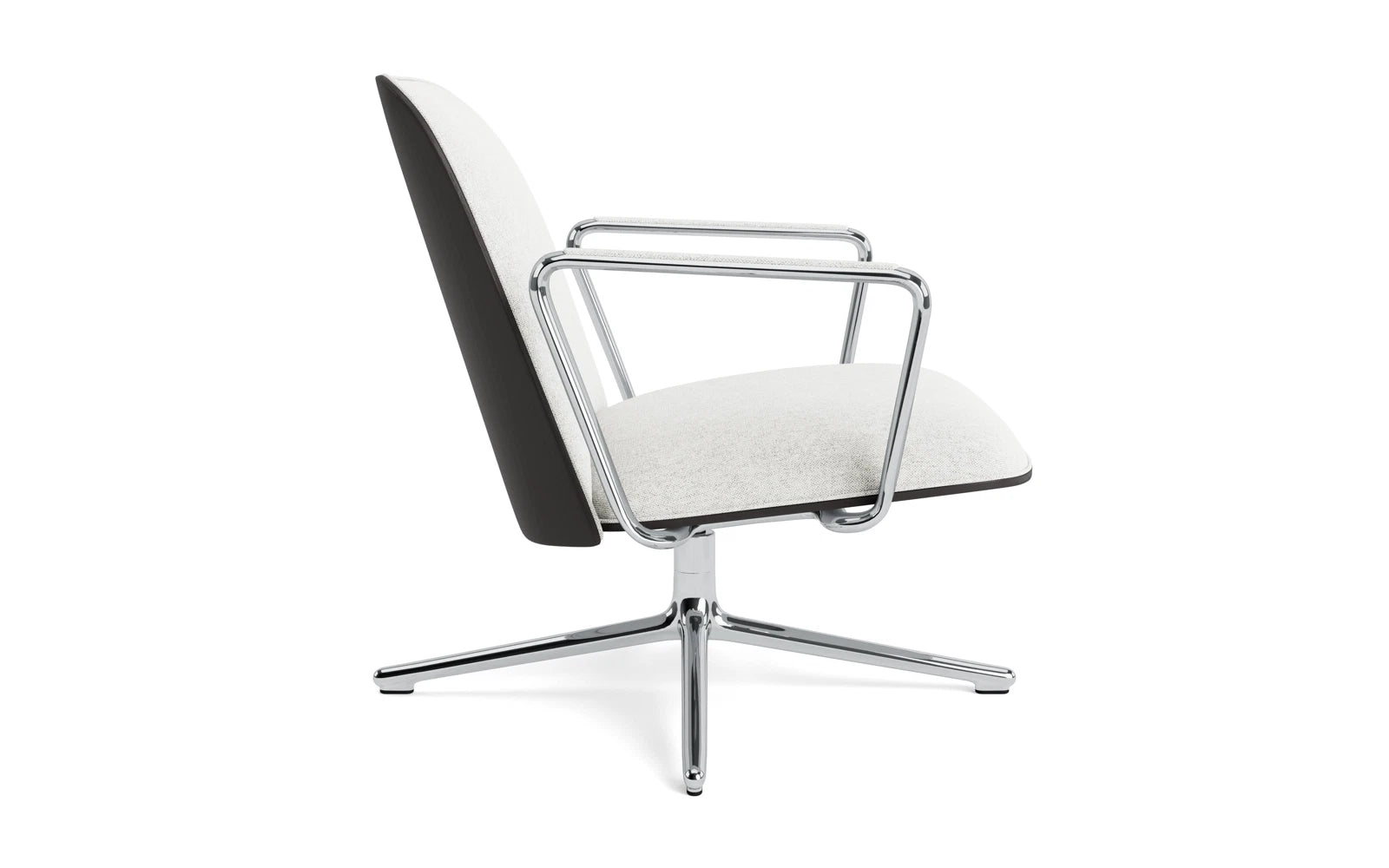 Erleben Sie den stilvollen Pad Lounge-Sessel niedrig mit Drehgestell aus Aluminium und Hallingdal von Normann Copenhagen – die perfekte Fusion aus Eleganz und Bequemlichkeit.