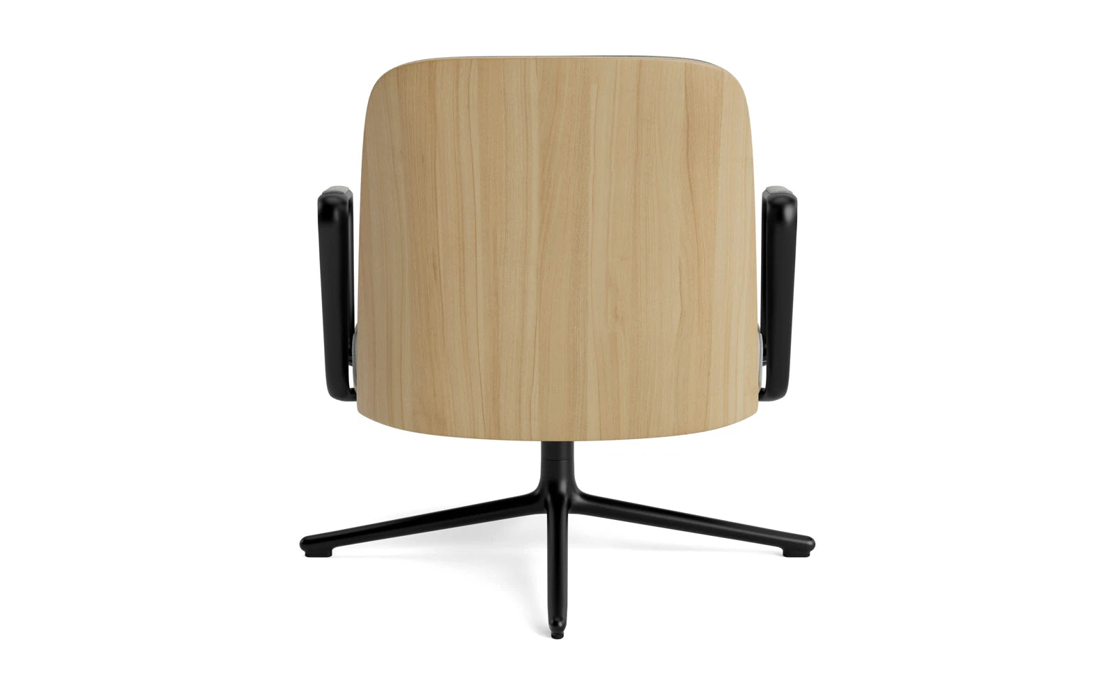 Entdecken Sie den stilvollen Pad Lounge-Sessel niedrig mit Drehgestell in Schwarz Alu Eiche/Remix von Normann Copenhagen – perfekter Komfort trifft auf elegantes Design.