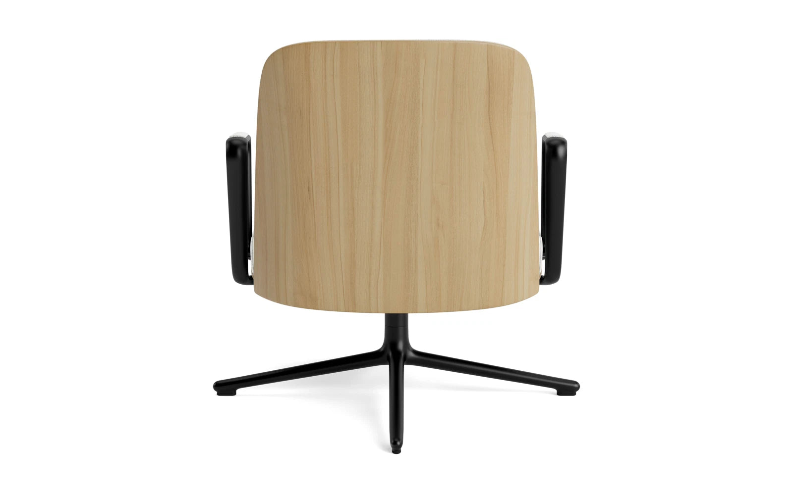 Entdecken Sie den eleganten Pad Lounge-Sessel mit Drehgestell in Schwarz Alu und Eiche/Hallingdal von Normann Copenhagen – ein Meisterwerk aus Komfort und modernem Stil.