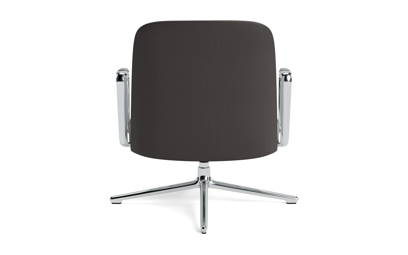 Genießen Sie den stilvollen Pad Lounge-Sessel niedrig mit Drehgestell und Kippfunktion in Aluminium und Schwarz/Remix von Normann Copenhagen – ideal für elegante Lounges.