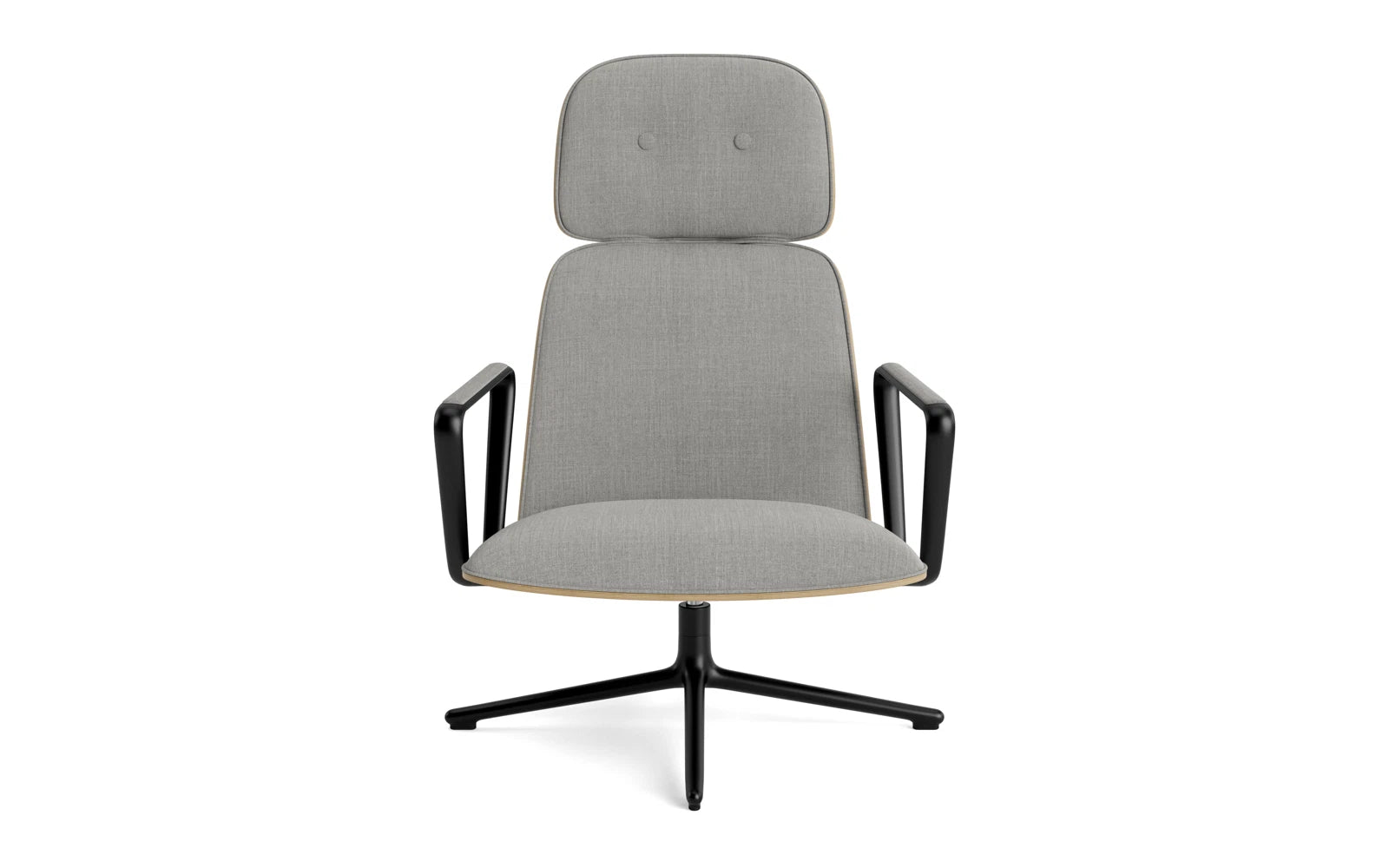 Entdecken Sie den eleganten Pad Lounge-Sessel hoch mit Drehgestell in Schwarz Alu Eiche/Remix von Normann Copenhagen – ein stilvolles Möbelstück für Ihr Zuhause.