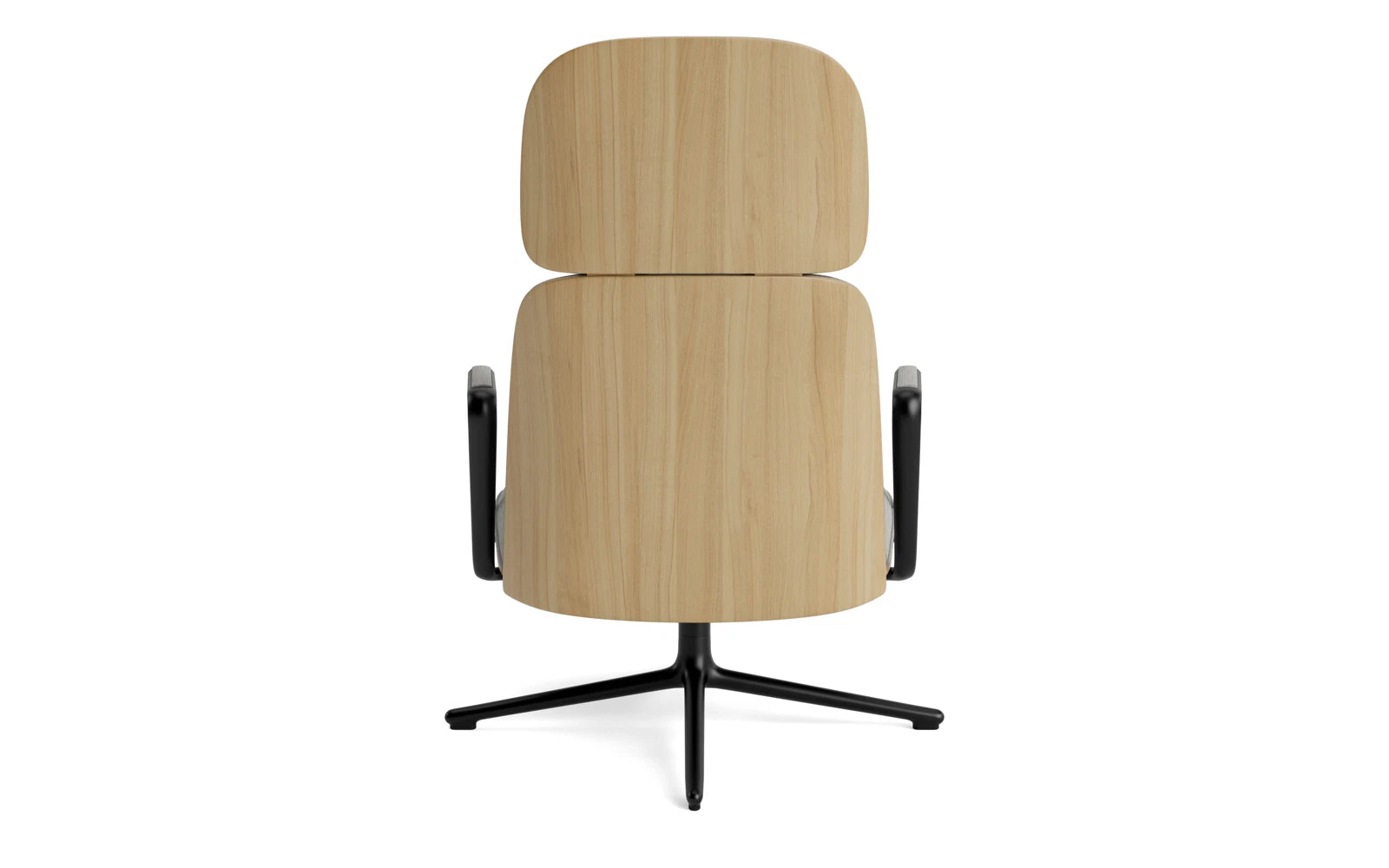 Entdecken Sie den eleganten Pad Lounge-Sessel hoch mit Drehgestell in Schwarz Alu Eiche/Remix von Normann Copenhagen – stilvoll, komfortabel und vielseitig.