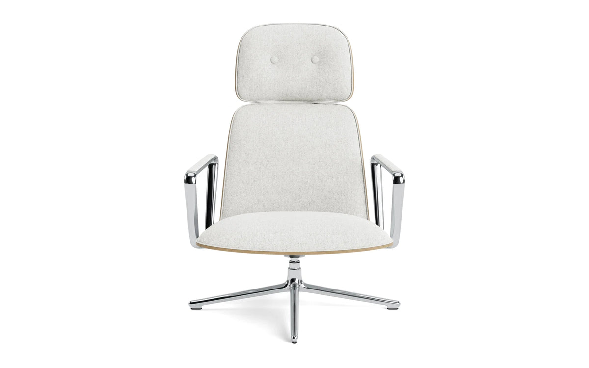 Pad Lounge-Sessel hoch mit Drehgestell und Kippfunktion alu und Eiche/Hallingdal in Hallingdal 110 präsentiert im Onlineshop von KAQTU Design AG. Drehsessel ist von Normann Copenhagen