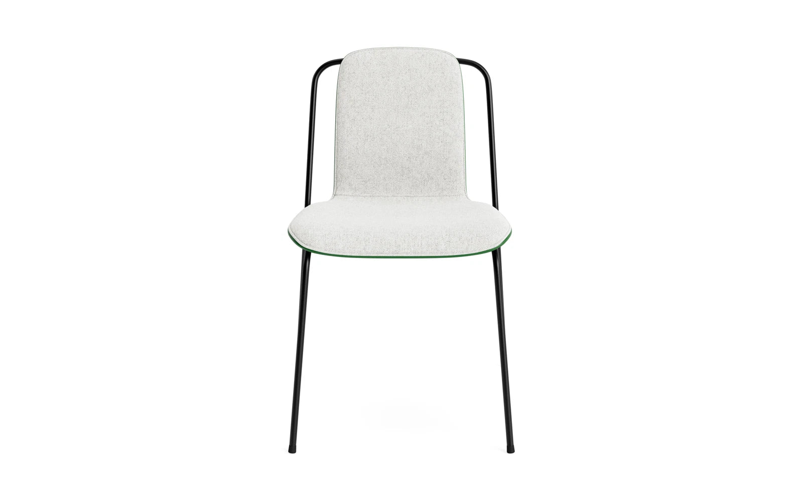 Entdecken Sie den Studio Stuhl Frontpolster von Normann Copenhagen: Elegantes Design mit schwarzem Stahl und grünem Hallingdal für jeden Raum.