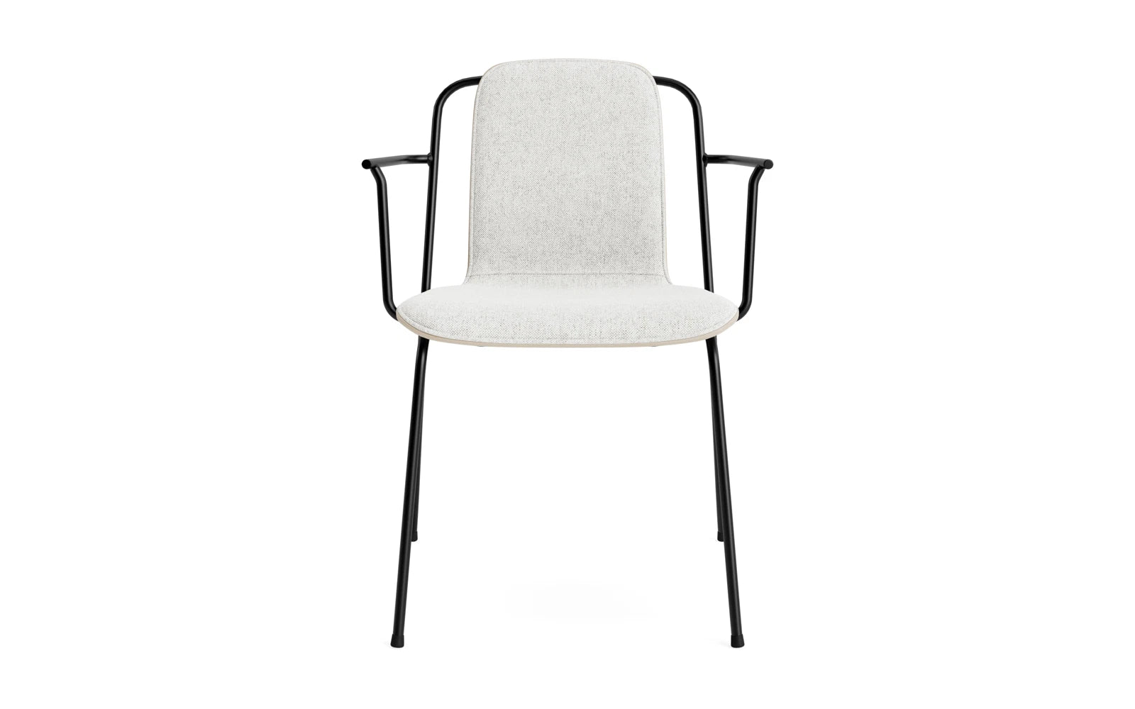 Entdecken Sie den stilvollen Studio Armlehnstuhl von Normann Copenhagen. Mit schwarzem Stahlrahmen und hellgrauem Hallingdal-Polster vereint er Eleganz und Komfort.