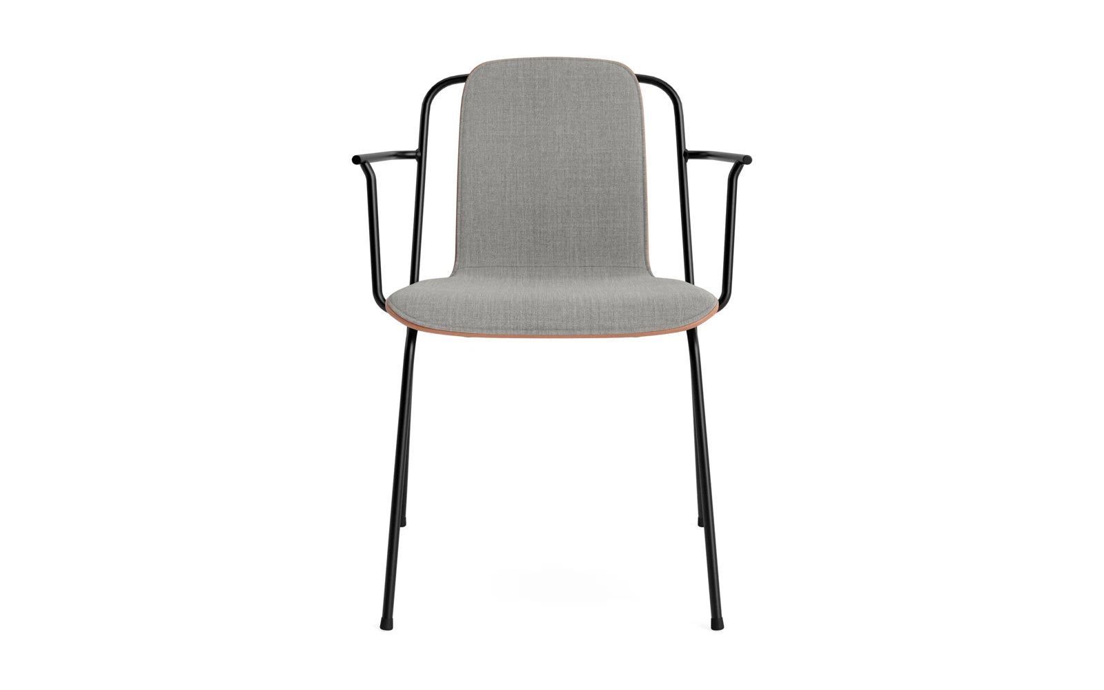 Entdecken Sie den eleganten Studio Armlehnstuhl von Normann Copenhagen, der mit schwarzem Stahl und braunem Remix-Polster höchsten Komfort und stilvolles Design vereint.