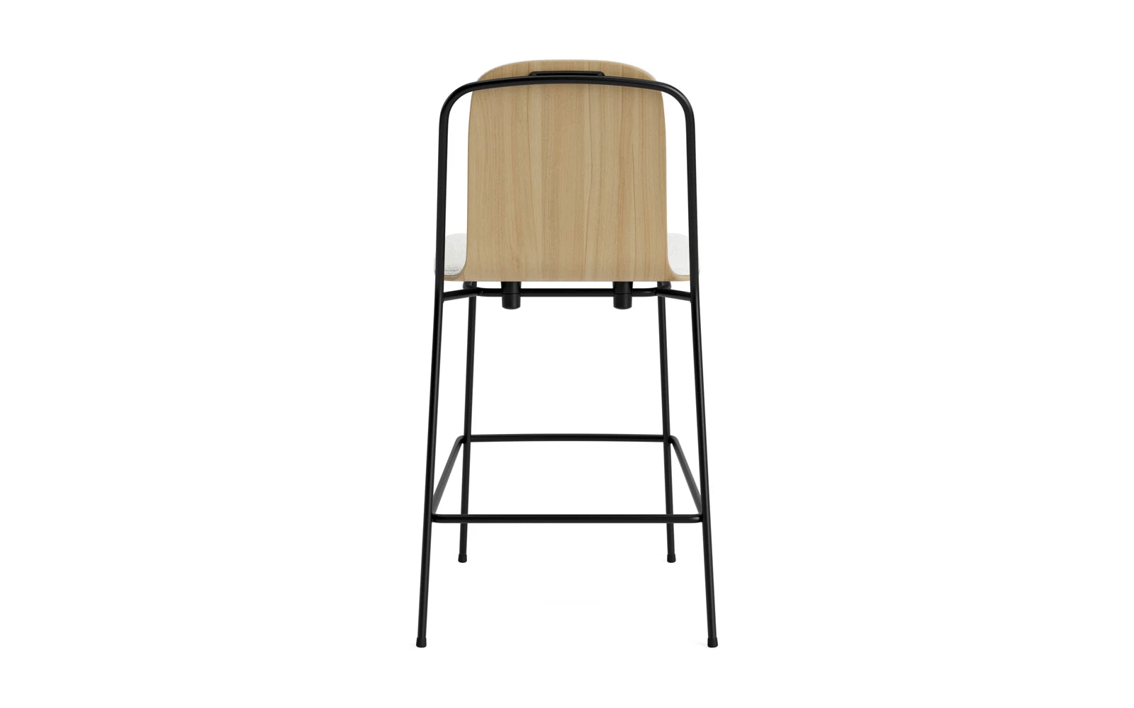 Entdecken Sie den eleganten Studio Barstuhl 65 cm von Normann Copenhagen – stilvolles Design aus Stahl und Eiche mit luxuriösem Hallingdal-Polster.