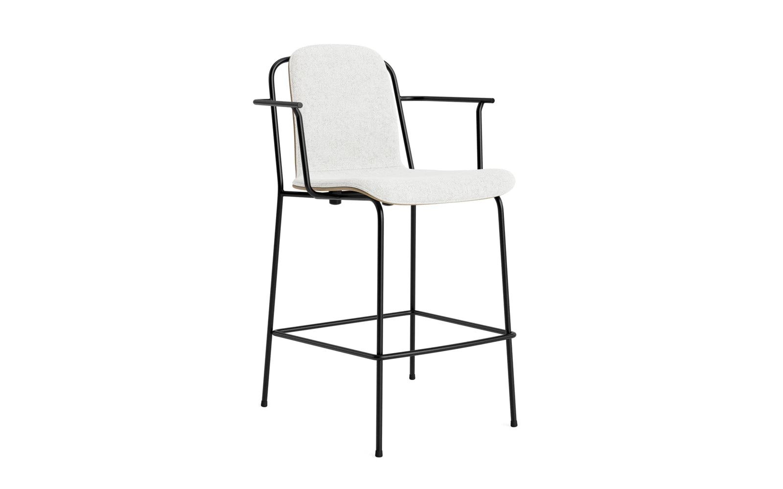 Studio Barstuhl mit Armlehne 65 cm frontpolster schwarzes Stahl/ Eiche/ Hallingdal in Hallingdal 110 präsentiert im Onlineshop von KAQTU Design AG. Barstuhl ist von Normann Copenhagen