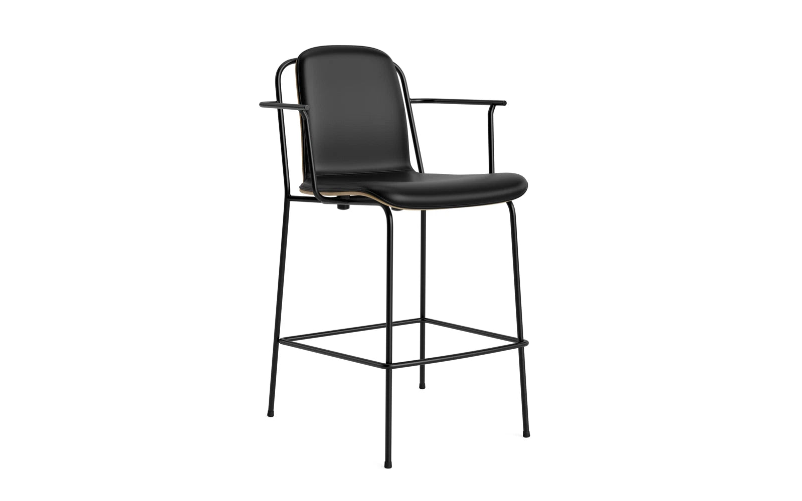 Studio Barstuhl mit Armlehne 65 cm frontpolster schwarzes Stahl/ Eiche/ Ultra in Ultra 41599 präsentiert im Onlineshop von KAQTU Design AG. Barstuhl ist von Normann Copenhagen