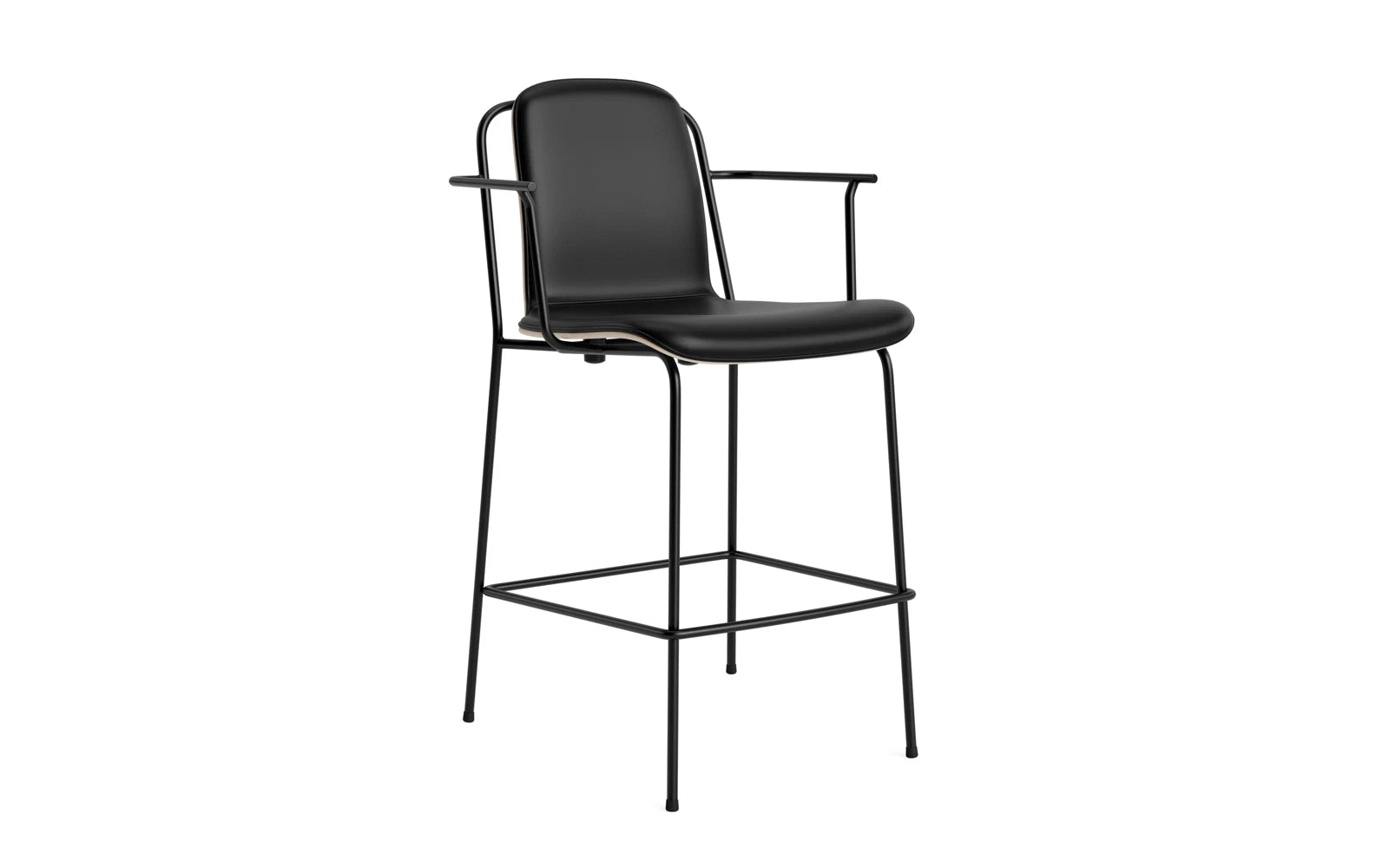 Studio Barstuhl mit Armlehne 65 cm frontpolster schwarzes Stahl/ Hellgrau/ Ultra in Ultra 41599 präsentiert im Onlineshop von KAQTU Design AG. Barstuhl ist von Normann Copenhagen