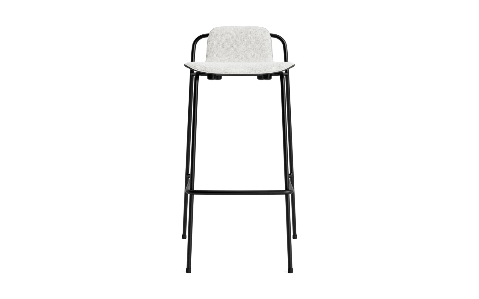 Entdecken Sie den eleganten Studio Barstuhl 75 cm von Normann Copenhagen. Mit schwarzem Stahlrahmen und komfortablem Frontpolster vereint er Stil und Funktionalität.