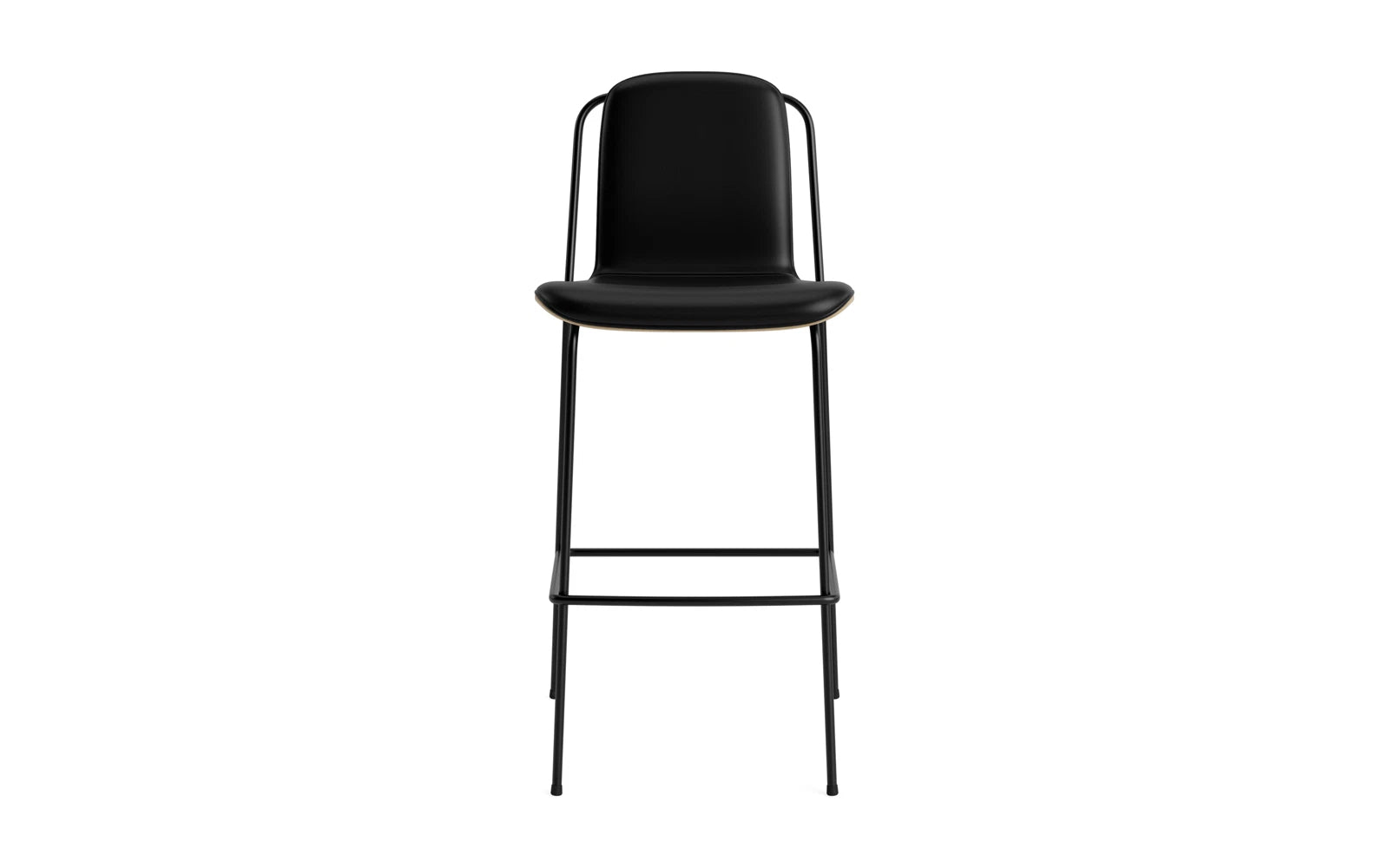 Entdecken Sie den eleganten Studio Barstuhl 75 cm von Normann Copenhagen. Mit schwarzem Stahlgestell, Eiche und komfortablem Frontpolster vereint er modernes Design und Funktionalität.