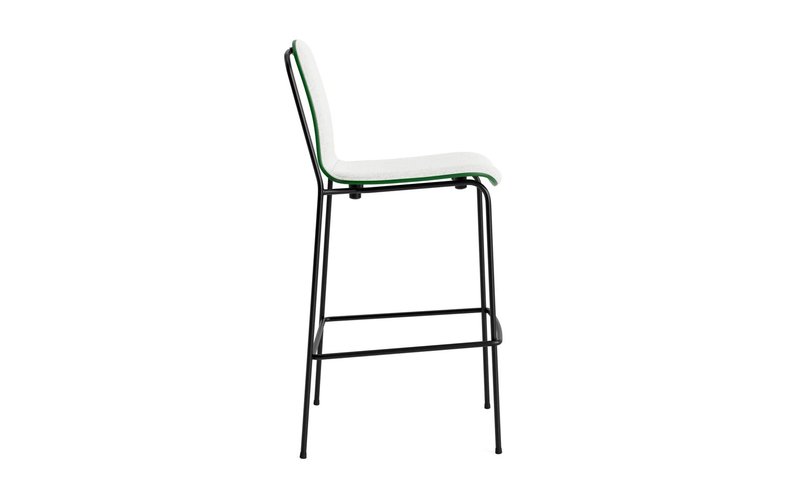 Erleben Sie den stilvollen Studio Barstuhl von Normann Copenhagen. Mit 75 cm Höhe, einem robusten Stahlgestell und grünem Hallingdal Bezug ist er die perfekte Kombination aus Eleganz und Funktionalität.