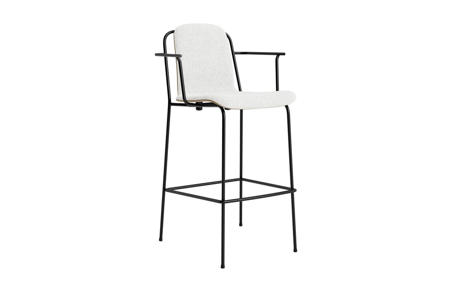 Studio Barstuhl mit Armlehne 75 cm frontpolster schwarzes Stahl/ Eiche/ Hallingdal in Hallingdal 110 präsentiert im Onlineshop von KAQTU Design AG. Barstuhl ist von Normann Copenhagen