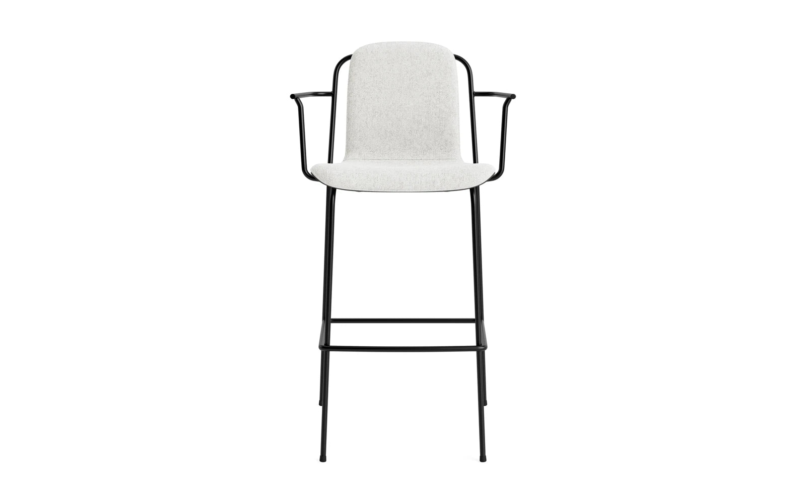 Entdecken Sie den eleganten Studio Barstuhl 75 cm von Normann Copenhagen. Mit seinem modernen Stahlrahmen und dem komfortablen Frontpolster vereint er Stil und Funktionalität.