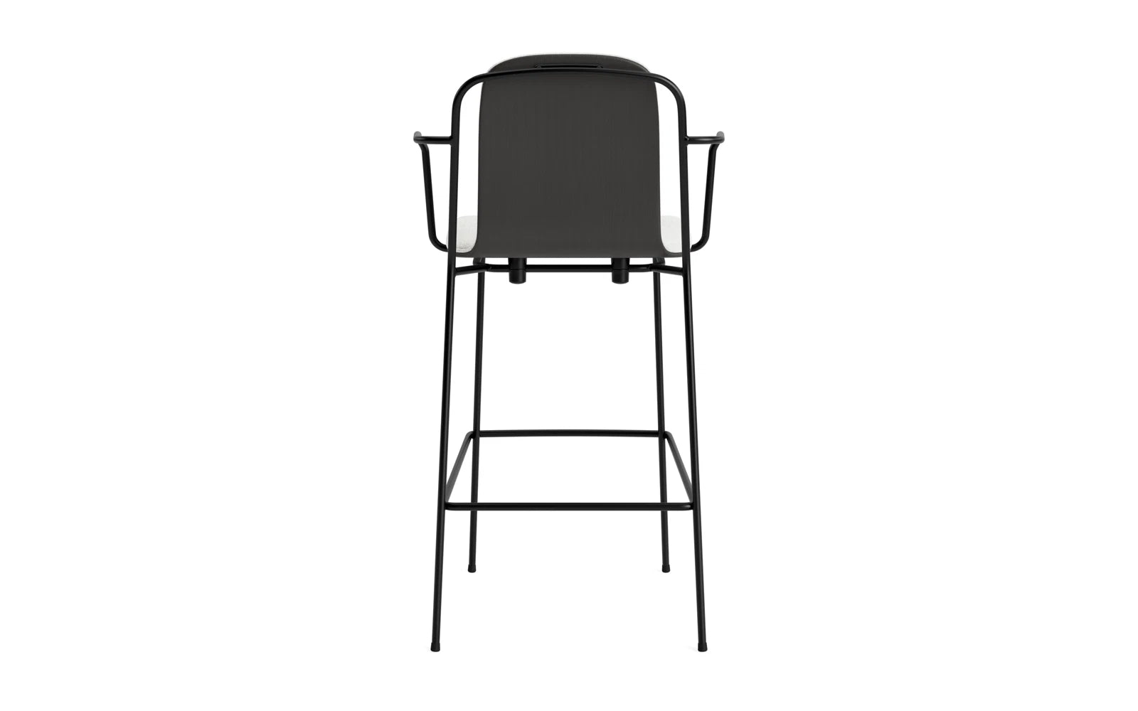 Entdecken Sie den eleganten Studio Barstuhl 75 cm von Normann Copenhagen. Mit seinem modernen Stahlrahmen und dem komfortablen Frontpolster vereint er Stil und Funktionalität.