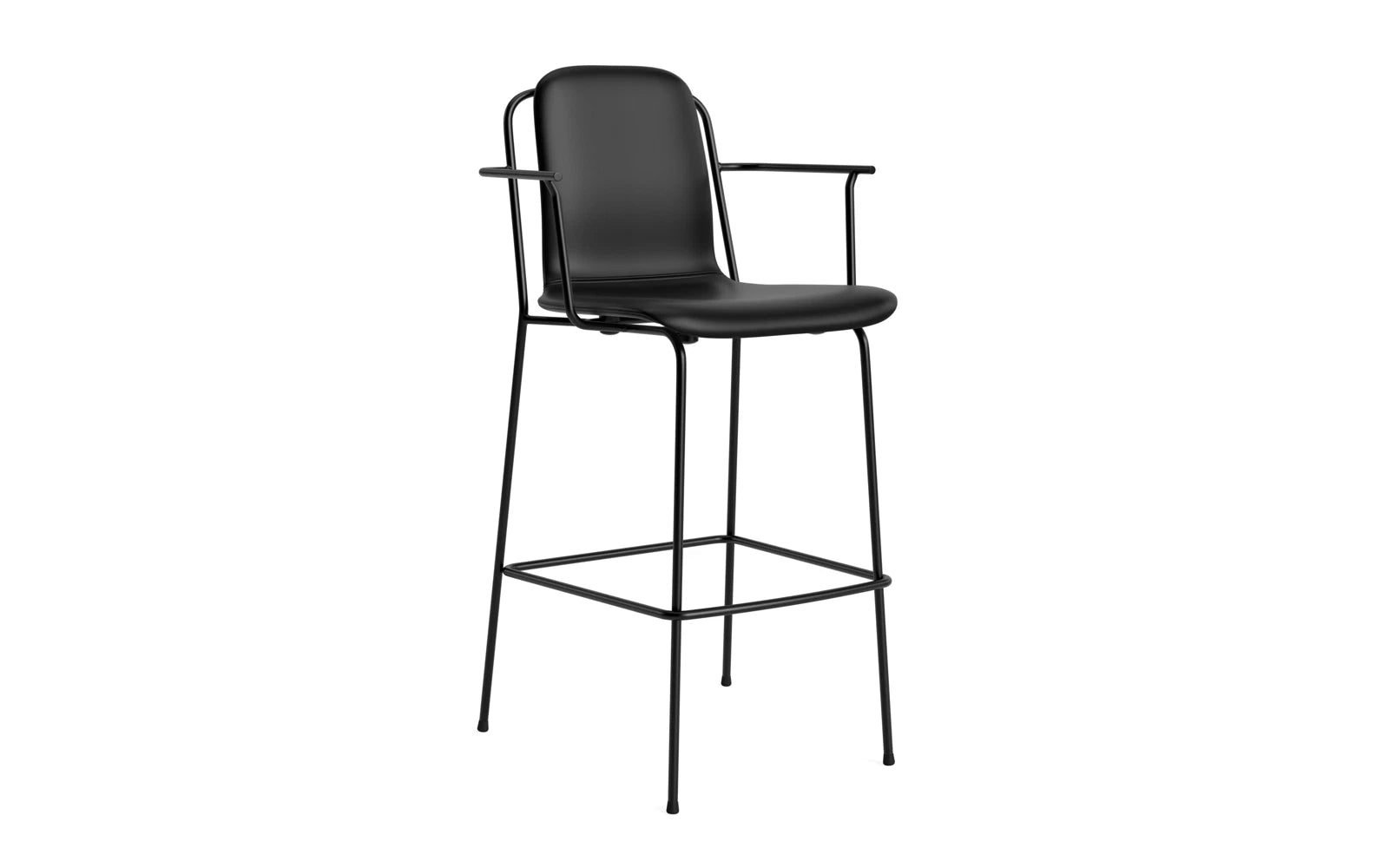 Studio Barstuhl mit Armlehne 75 cm gepolstert schwarzes Stahl/ Ultra Leder in Ultra 41599 präsentiert im Onlineshop von KAQTU Design AG. Barstuhl ist von Normann Copenhagen
