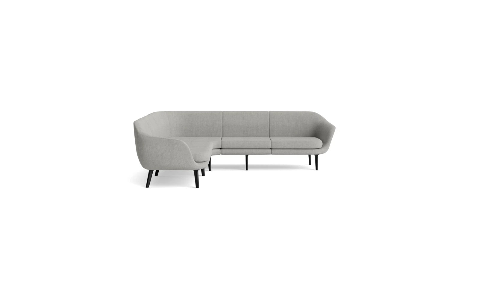 Erleben Sie das Sum modulares Sofa 4-Sitzer Ecke von Normann Copenhagen: Flexibles, skandinavisches Design mit hochwertigem Main Line Flax und schwarzem Aluminium.