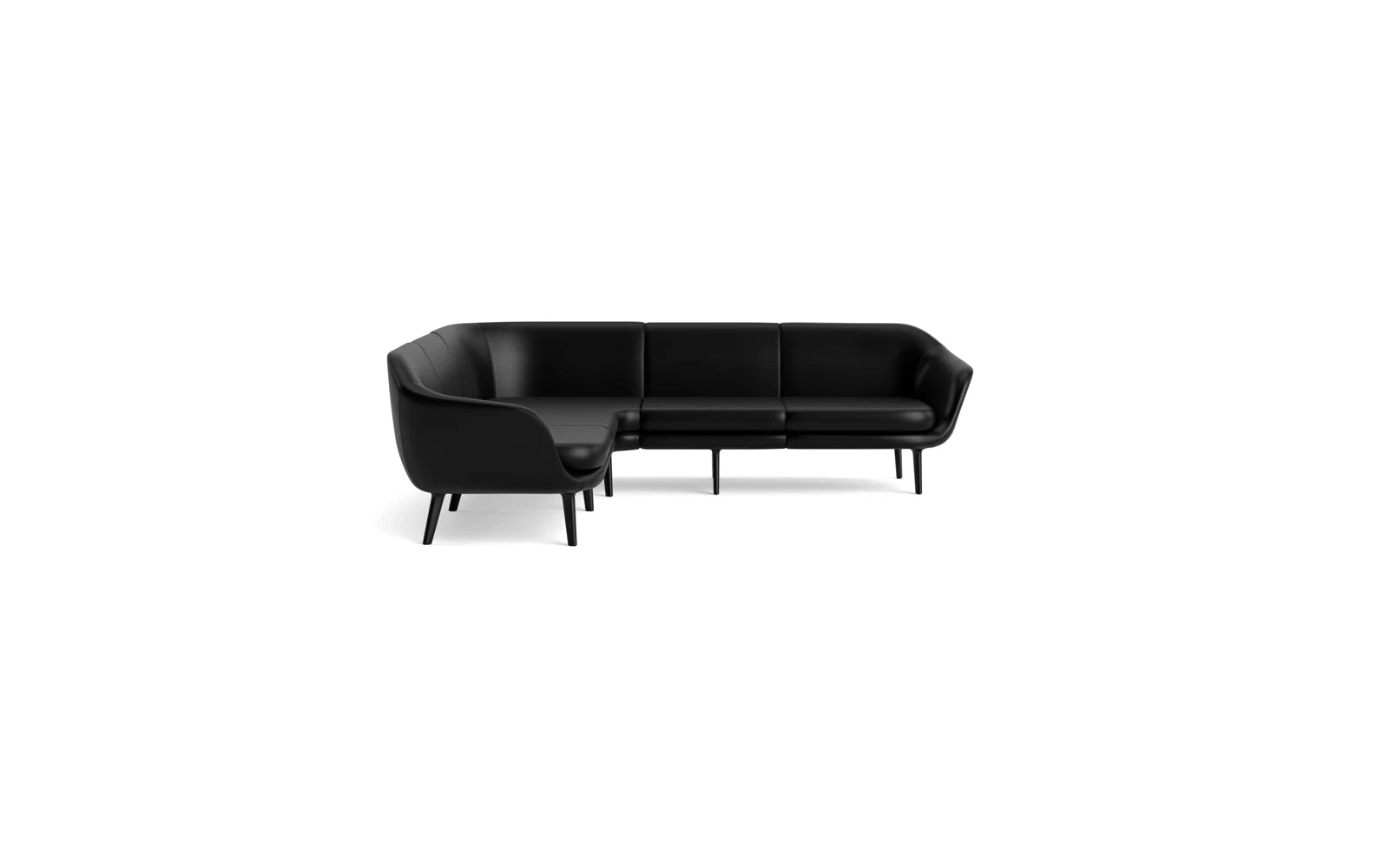 Gestalten Sie Ihre Räume mit dem Sum modulares Sofa 4-Sitzer Ecke von Normann Copenhagen. Elegantes Design, vielseitig und komfortabel in schwarzem Aluminium.