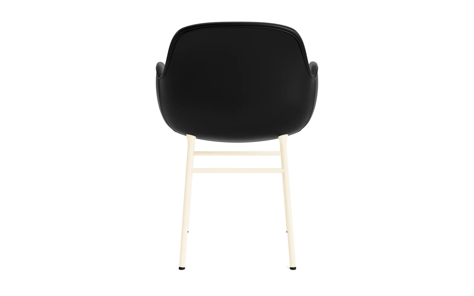 Erleben Sie den stilvollen Form Lehnstuhl in Creme, gepolstert mit hochwertigem Ultra Leder und einem stabilen Stahlgestell von Normann Copenhagen – ideal für Ihr Zuhause.