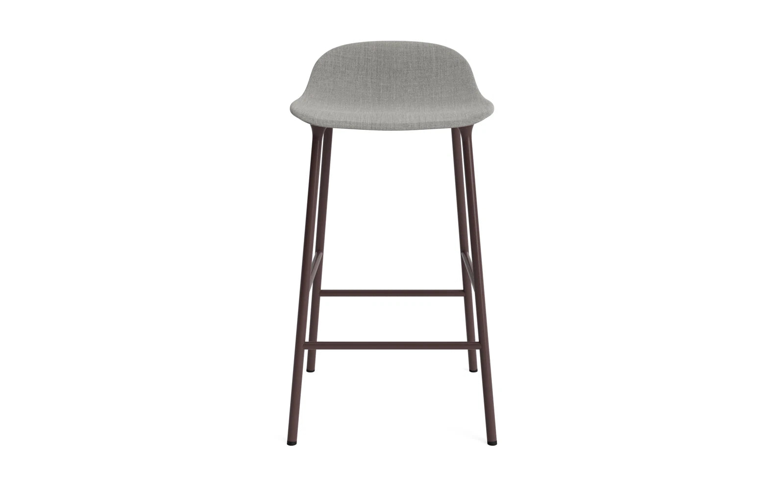 Erleben Sie den Form Barstuhl 65 cm in elegantem Braun, gepolstert und aus robustem Stahl von Normann Copenhagen – die perfekte Fusion aus Komfort und modernem Design.