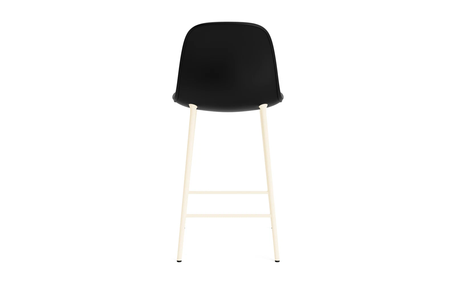 Stilvoller Form Barstuhl 65 cm in Creme Stahl/Ultra Leder von Normann Copenhagen. Perfekte Kombination aus Design, Komfort und Individualität.