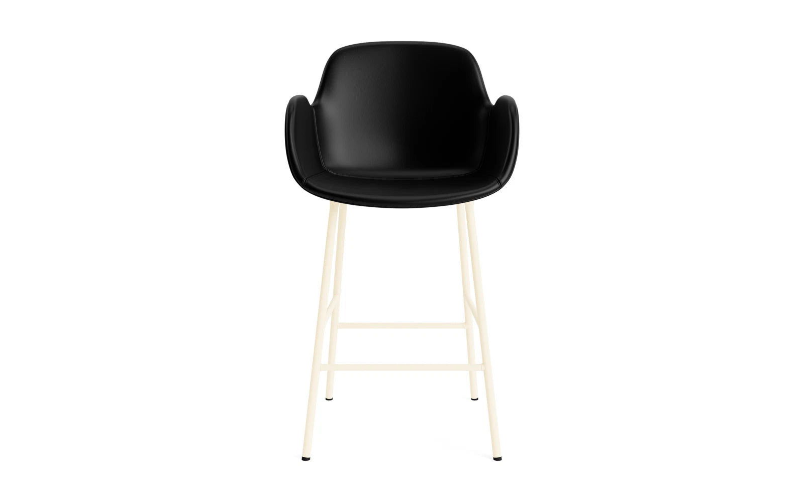 Stilvoller Form Barstuhl mit Armlehne, 65 cm hoch. Gepolstert in edlem Creme, gefertigt aus langlebigem Stahl und hochwertigem Ultra Leder – perfekt für Ihr Zuhause.