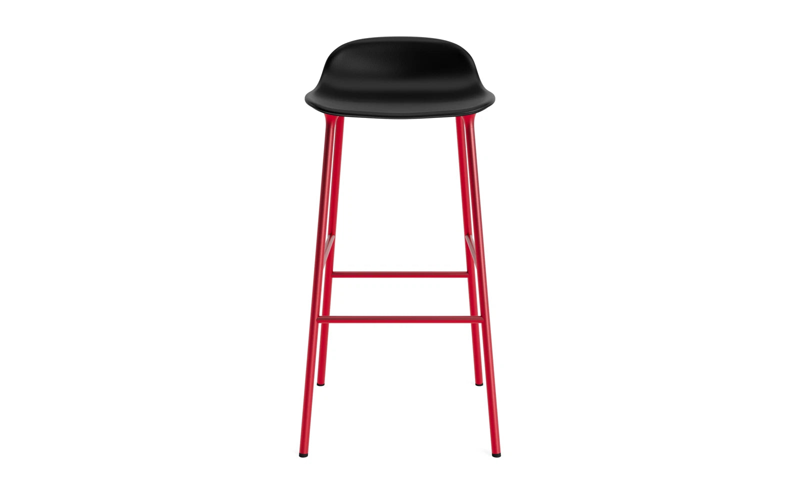 Erleben Sie den Form Barstuhl 75 cm in strahlendem Rot Ultra von Normann Copenhagen. Gepolstert für optimalen Sitzkomfort, perfekt für stilvolle Küchen und Bars.