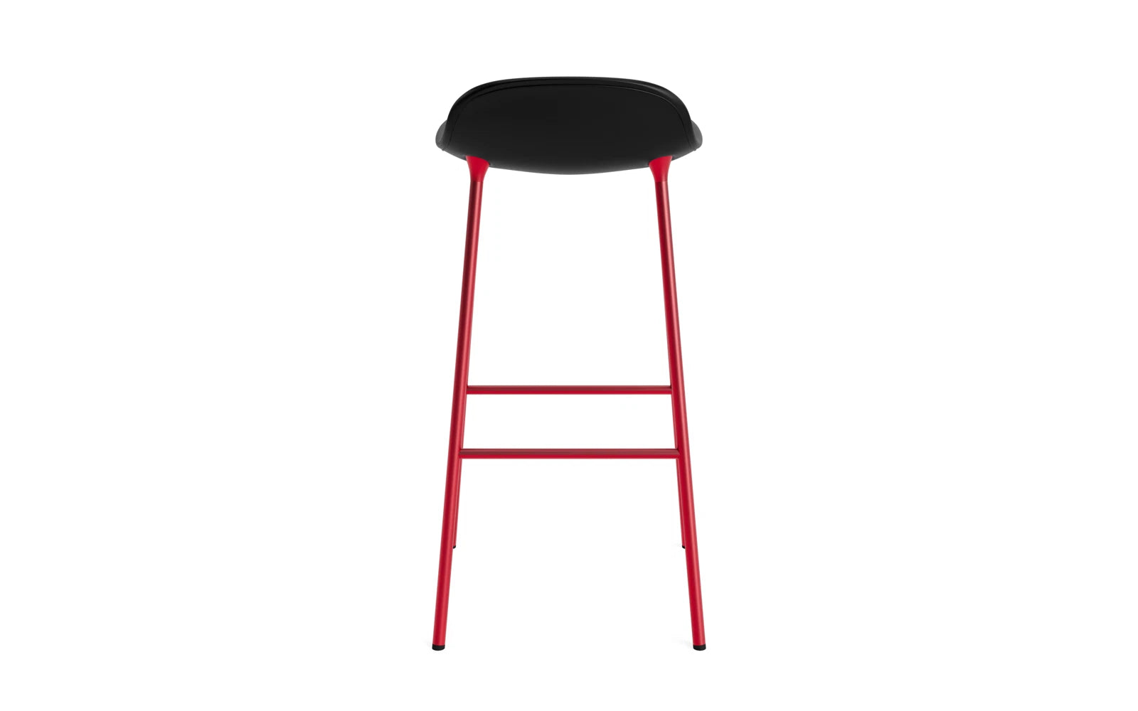 Erleben Sie den Form Barstuhl 75 cm in strahlendem Rot Ultra von Normann Copenhagen. Gepolstert für optimalen Sitzkomfort, perfekt für stilvolle Küchen und Bars.