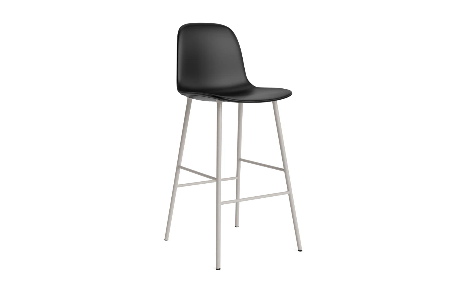 Genießen Sie den Form Barstuhl 75 cm gepolstert in stilvollem warmen Grau, der mit seinem einzigartigen Design und hochwertigem Leder von Normann Copenhagen begeistert.