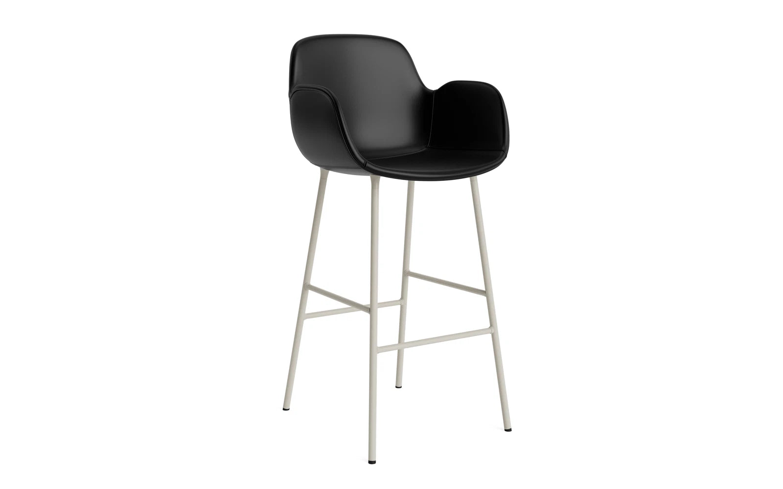 Form Barstuhl mit Armlehne 75 cm gepolstert Hellgrau Stahl/Ultra leder in Ultra 41599 präsentiert im Onlineshop von KAQTU Design AG. Barstuhl ist von Normann Copenhagen