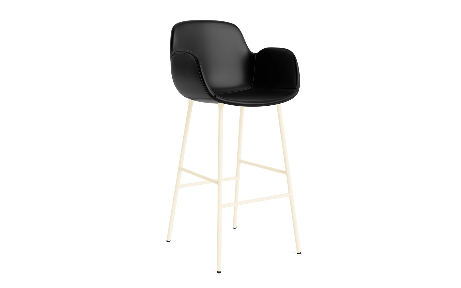 Form Barstuhl mit Armlehne 75 cm gepolstert Creme Stahl/Ultra leder in Ultra 41599 präsentiert im Onlineshop von KAQTU Design AG. Barstuhl ist von Normann Copenhagen