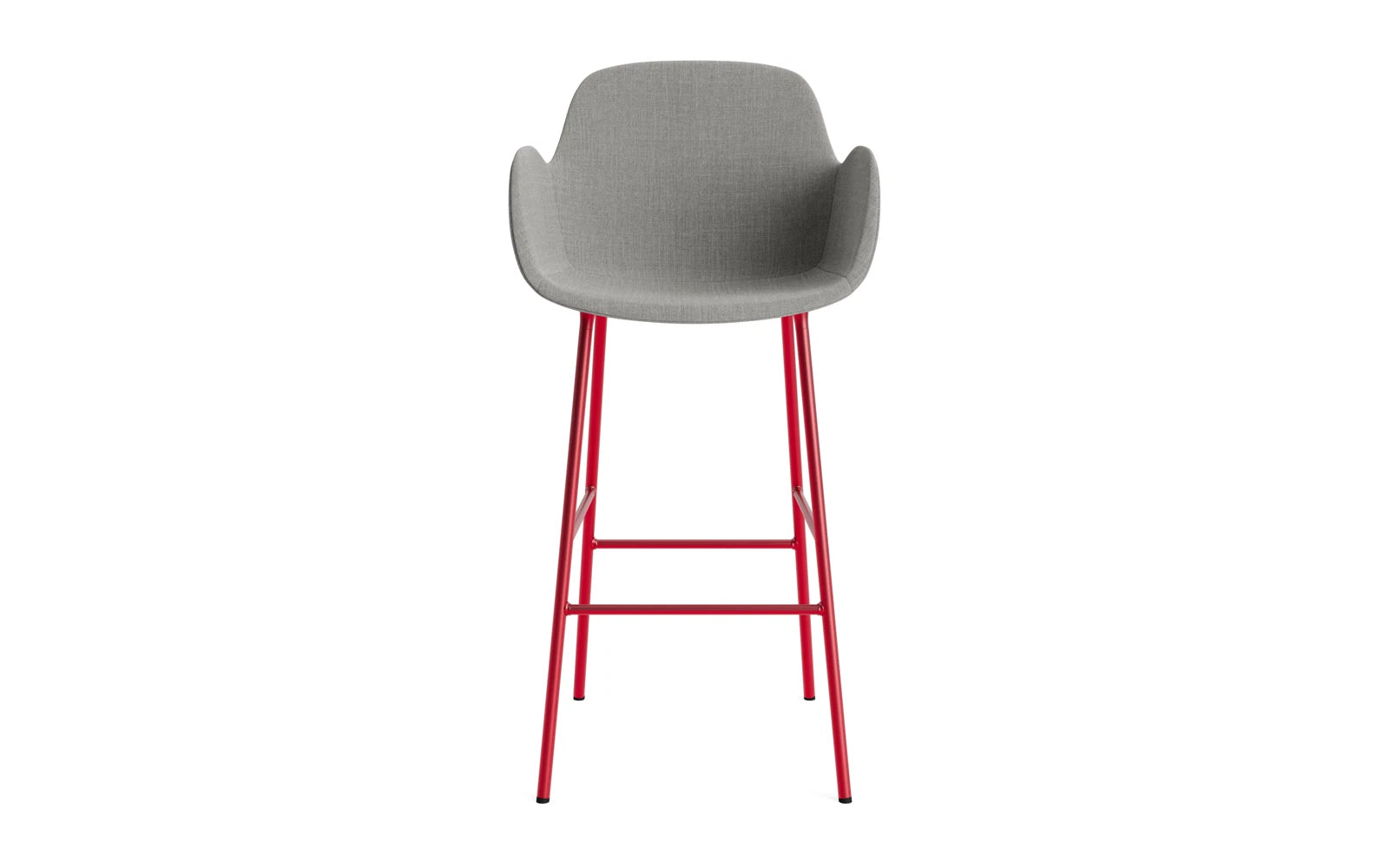 Genießen Sie den Form Barstuhl mit Armlehne in leuchtendem Rot von Normann Copenhagen. Ein stilvolles Möbelstück, das Komfort und modernes Design perfekt kombiniert.