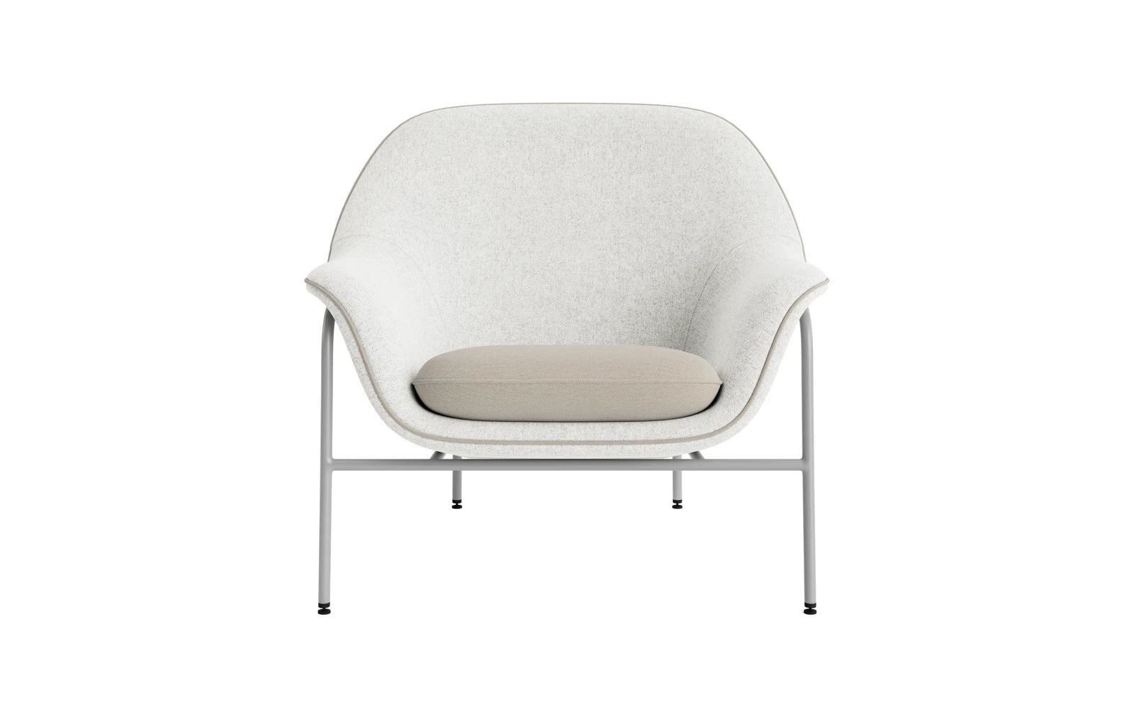 Moderner Drape Lounge-Sessel in Grau, kunstvoll drapiert mit Stahlbeinen. Perfekt für stilvolle Entspannung und individuelles Wohndesign.